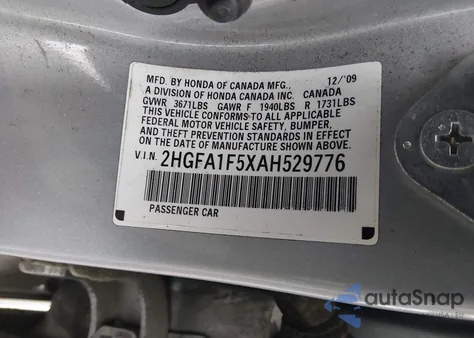 2010 Honda Civic Lx из США, поврежденный, VIN 2HGFA1F5XAH529776